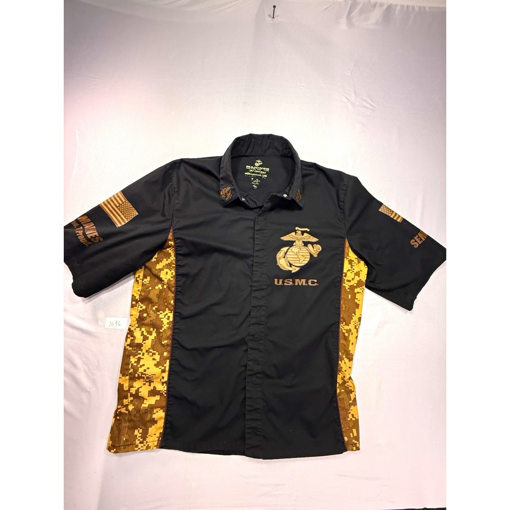JH Design USMC Marines The Few The Proud Camo Panel Button-Up Shirt Men's M